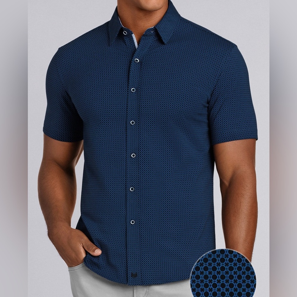 NWT Men's Buttercloth Open Ocean Icy Cotton Shirt, Slim-fit Large